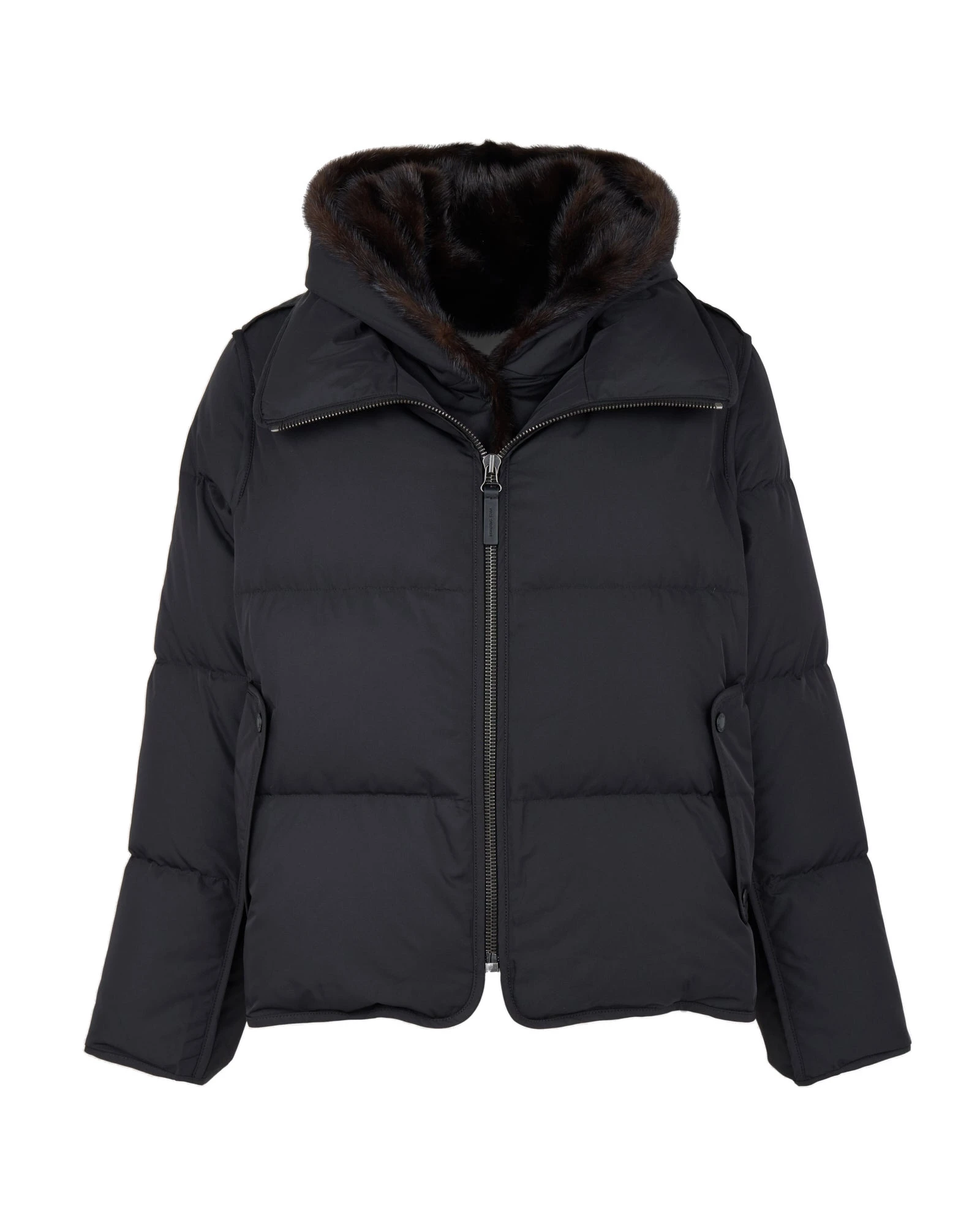 Yves Salomon Iconic A-Line Down Jacket with Mink Fur Hooded Bib in Black Yves Salomon Iconic A-Line Down Jacket with Mink Fur Hooded Bib in Black | Women | Luxury Shoes