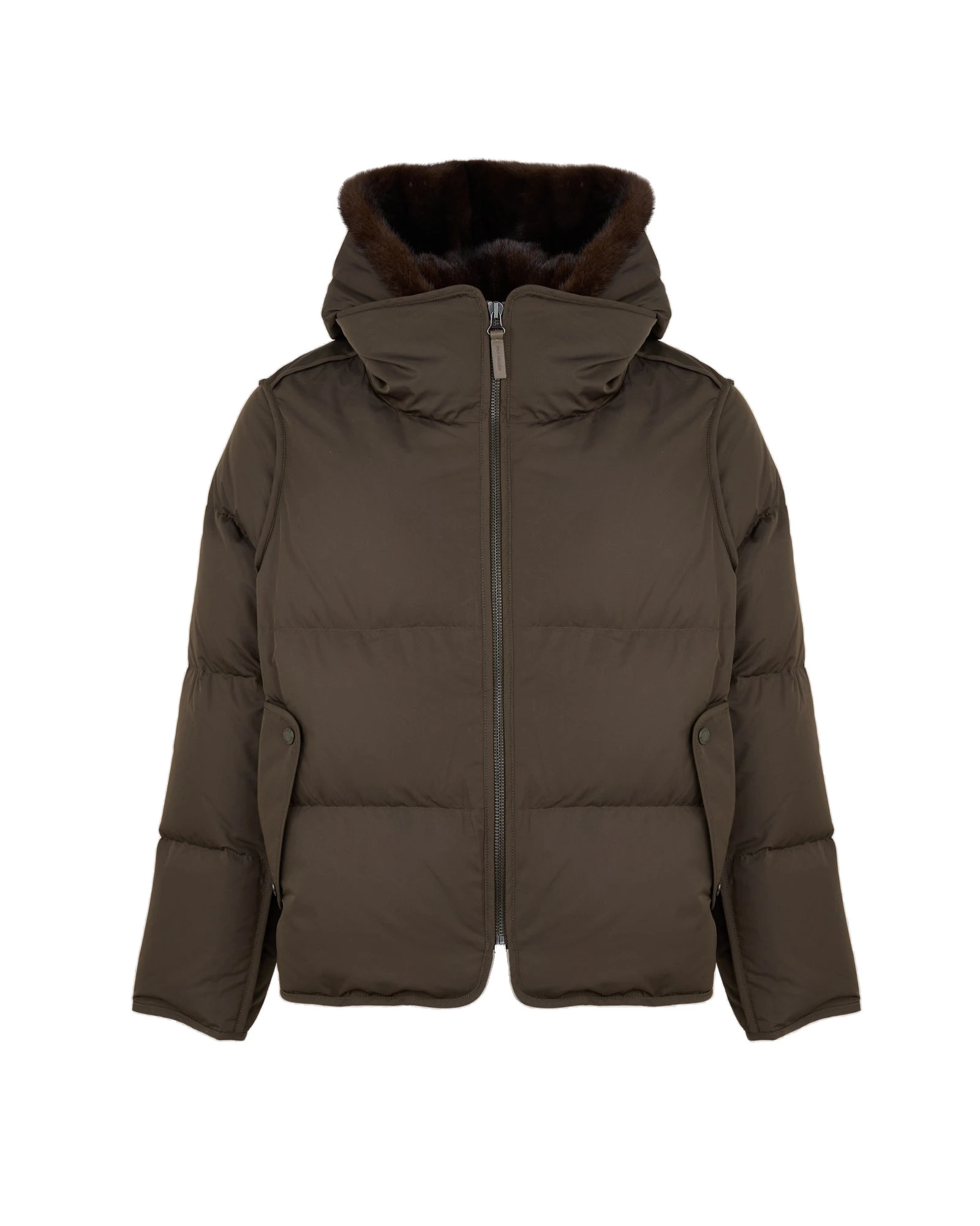 Yves Salomon Iconic A-Line Down Jacket with Mink Fur Hooded Bib in Khaki Yves Salomon Iconic A-Line Down Jacket with Mink Fur Hooded Bib in Khaki | Women | Luxury Shoes