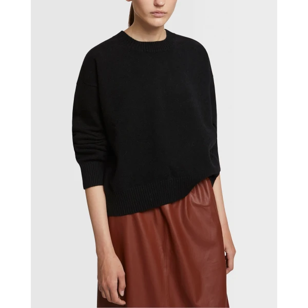 Yves Salomon Knit Jumper in Black | Sweaters | Luxury Shoes 