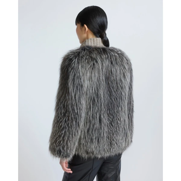 Yves Salomon Knitted Short Fox Fur Jacket in Fawn | Jackets | Luxury Shoes 