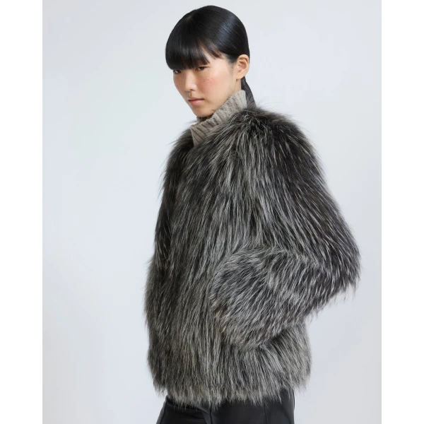 Yves Salomon Knitted Short Fox Fur Jacket in Fawn | Jackets | Luxury Shoes 