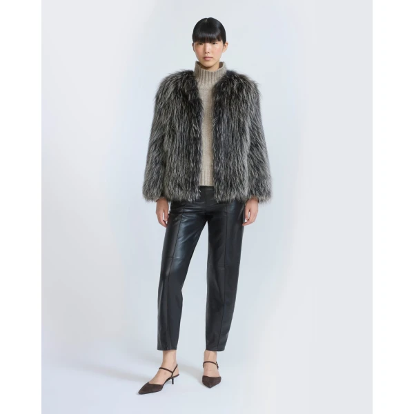 Yves Salomon Knitted Short Fox Fur Jacket in Fawn | Jackets | Luxury Shoes 