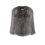 Yves Salomon Knitted Short Fox Fur Jacket in Grey | Jackets | Luxury Shoes 
