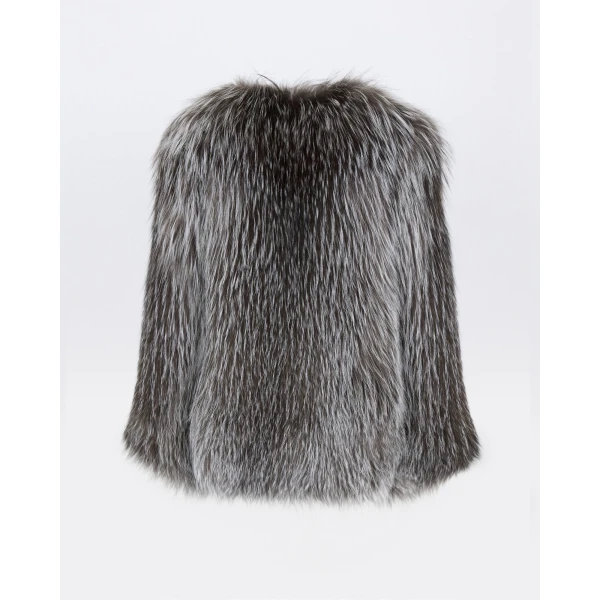 Yves Salomon Knitted Short Fox Fur Jacket in Grey | Jackets | Luxury Shoes 