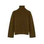 Yves Salomon Knitted Turtleneck Sweater in Khaki | Turtlenecks | Luxury Shoes 