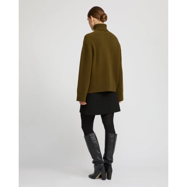 Yves Salomon Knitted Turtleneck Sweater in Khaki | Turtlenecks | Luxury Shoes 