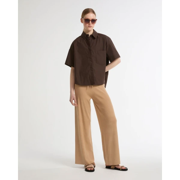 Yves Salomon Knitted Wide Leg Trousers in Beige | Wide leg pants | Luxury Shoes 