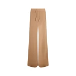 Yves Salomon Knitted Wide Leg Trousers in Beige | Women | Luxury Shoes 