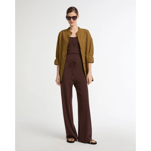 Yves Salomon Knitted Wide Leg Trousers in Bordeaux | Wide leg pants | Luxury Shoes 