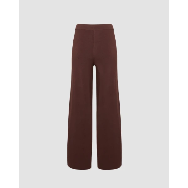 Yves Salomon Knitted Wide Leg Trousers in Bordeaux | Wide leg pants | Luxury Shoes 