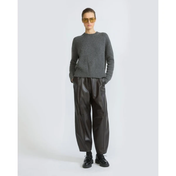 Yves Salomon Lambskin Leather Balloon Trousers in Brown | Pants | Luxury Shoes 