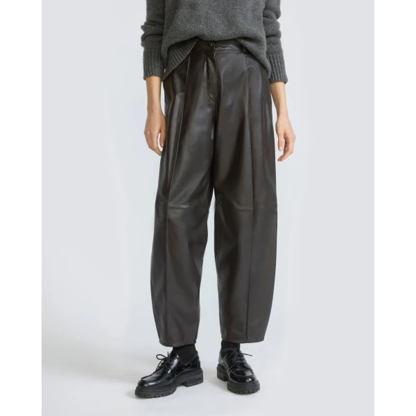 Yves Salomon Lambskin Leather Balloon Trousers in Brown | Pants | Luxury Shoes 