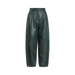 Yves Salomon Lambskin Leather Balloon Trousers in Dark Green | Pants | Luxury Shoes 
