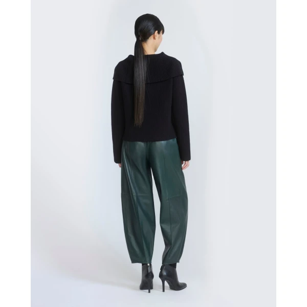 Yves Salomon Lambskin Leather Balloon Trousers in Dark Green | Pants | Luxury Shoes 