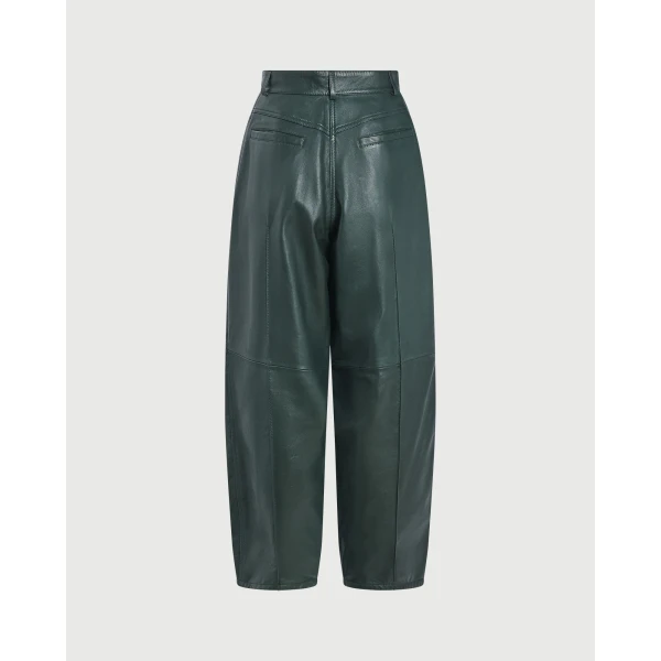 Yves Salomon Lambskin Leather Balloon Trousers in Dark Green | Pants | Luxury Shoes 