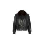 Yves Salomon Lambskin Leather Bomber Jacket with Removable Mink Collar in Black | Leather Jackets | Luxury Shoes 