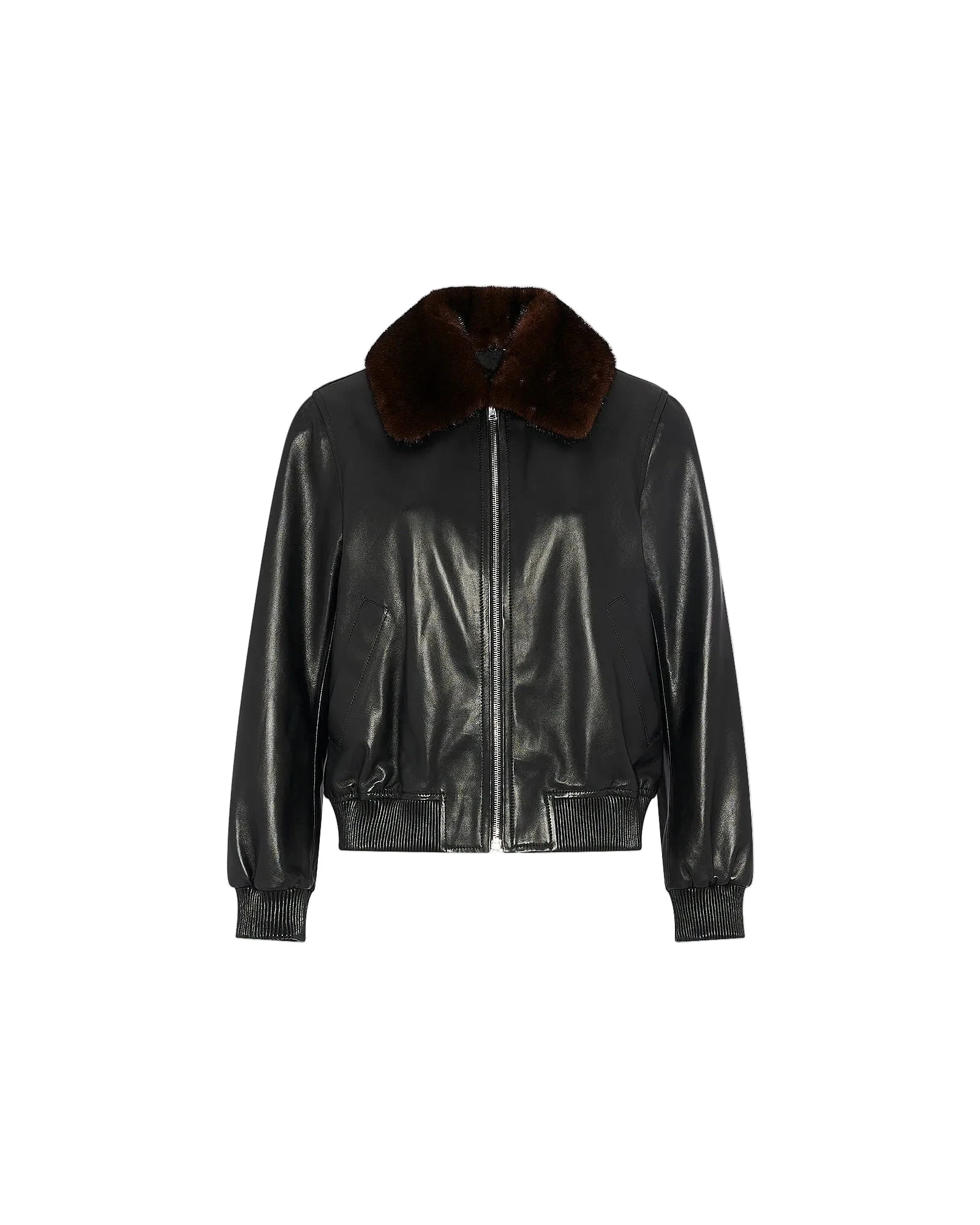 Yves Salomon Lambskin Leather Bomber Jacket with Removable Mink Collar in Black Yves Salomon Lambskin Leather Bomber Jacket with Removable Mink Collar in Black | Leather Jackets | Luxury Shoes