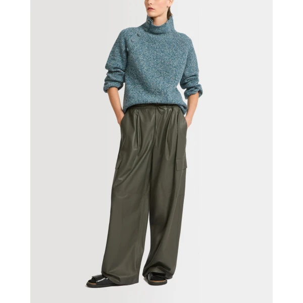 Yves Salomon Lambskin Leather Cargo Trousers in Carbon | Pants | Luxury Shoes 