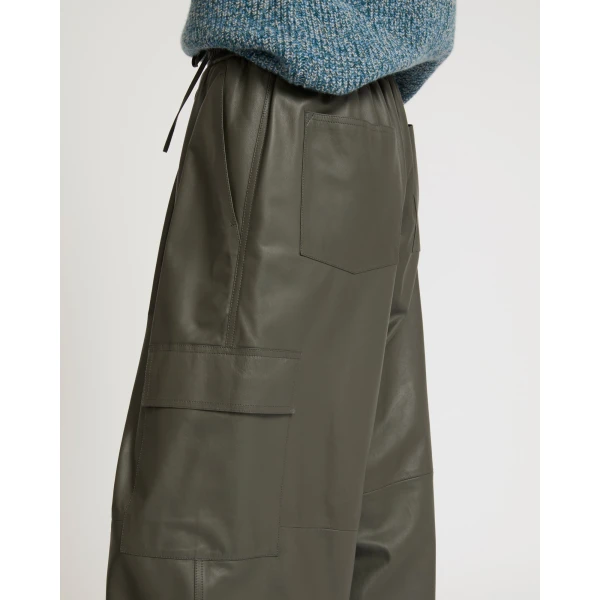 Yves Salomon Lambskin Leather Cargo Trousers in Carbon | Pants | Luxury Shoes 