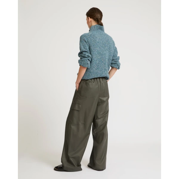 Yves Salomon Lambskin Leather Cargo Trousers in Carbon | Pants | Luxury Shoes 