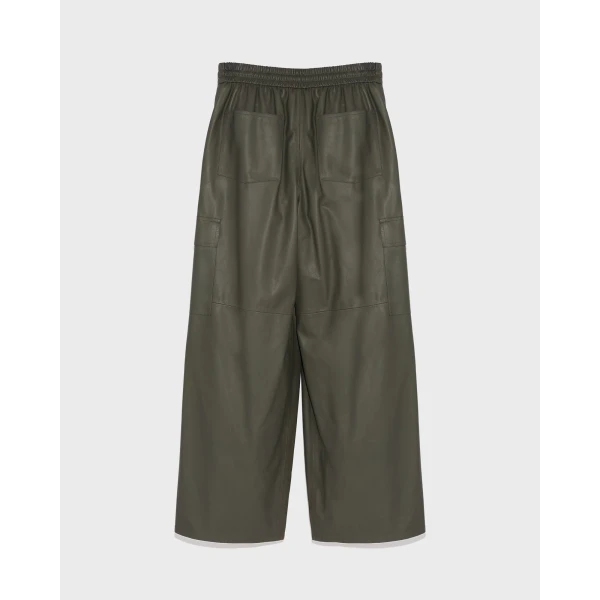 Yves Salomon Lambskin Leather Cargo Trousers in Carbon | Pants | Luxury Shoes 