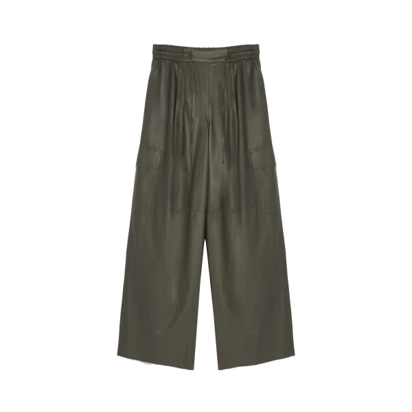 Yves Salomon Lambskin Leather Cargo Trousers in Carbon | Women | Luxury Shoes 