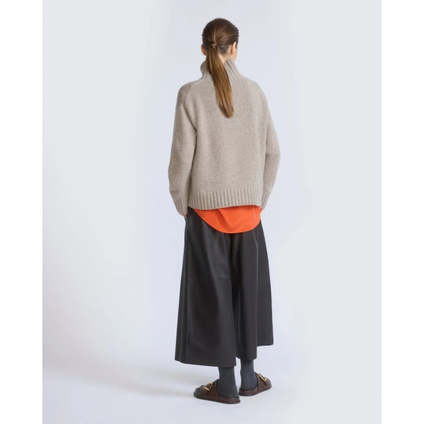 Yves Salomon Lambskin Leather Culottes in Brown | Pants | Luxury Shoes 