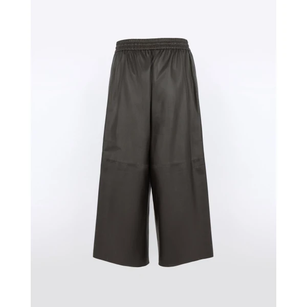 Yves Salomon Lambskin Leather Culottes in Brown | Pants | Luxury Shoes 