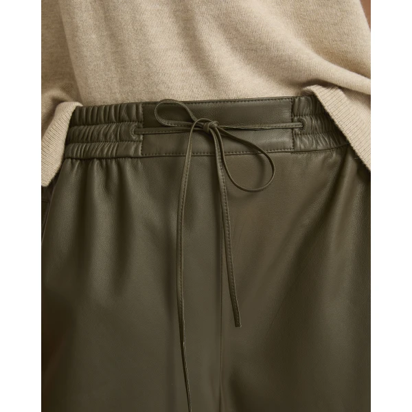 Yves Salomon Lambskin Leather Culottes in Gondwana Olive | Pants | Luxury Shoes 