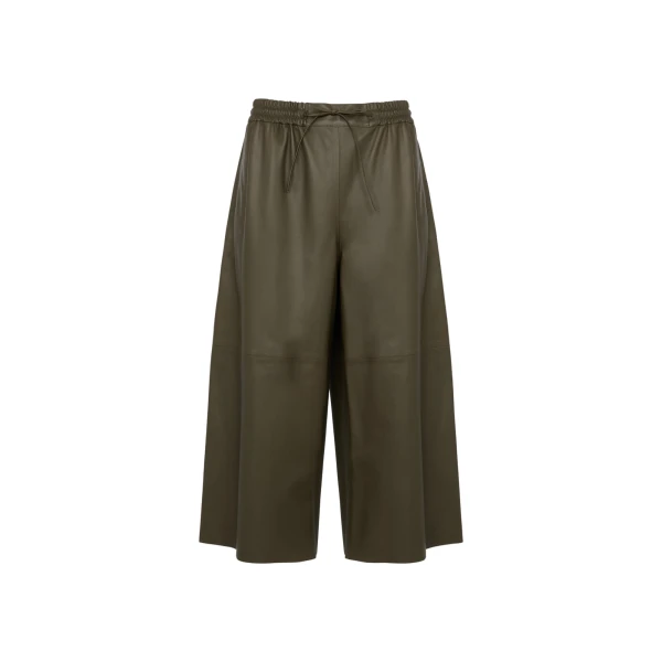 Lambskin Leather Culottes in Gondwana Olive
