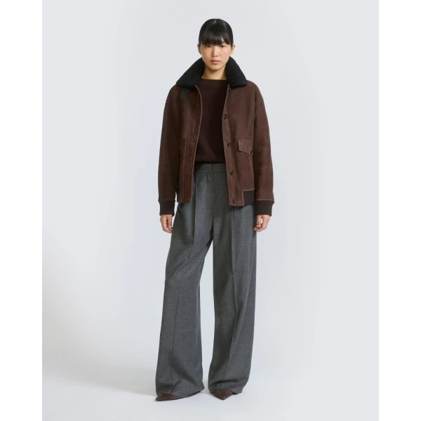 Yves Salomon Lambskin Shearling Bomber Jacket in Brown | Shearling Jackets | Luxury Shoes 
