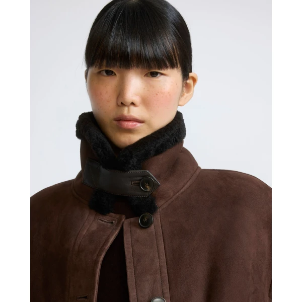 Yves Salomon Lambskin Shearling Bomber Jacket in Brown | Shearling Jackets | Luxury Shoes 