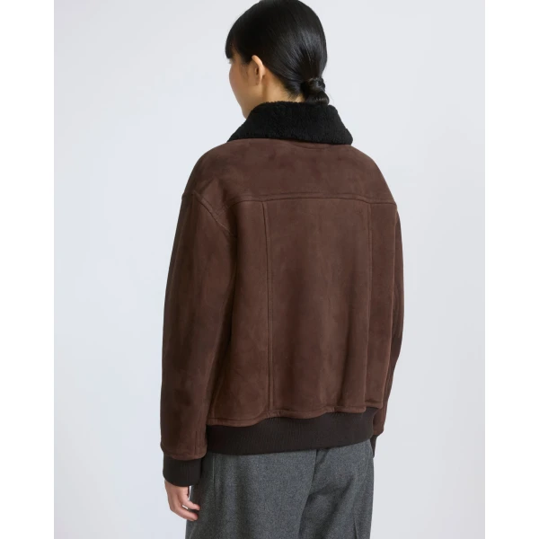 Yves Salomon Lambskin Shearling Bomber Jacket in Brown | Shearling Jackets | Luxury Shoes 