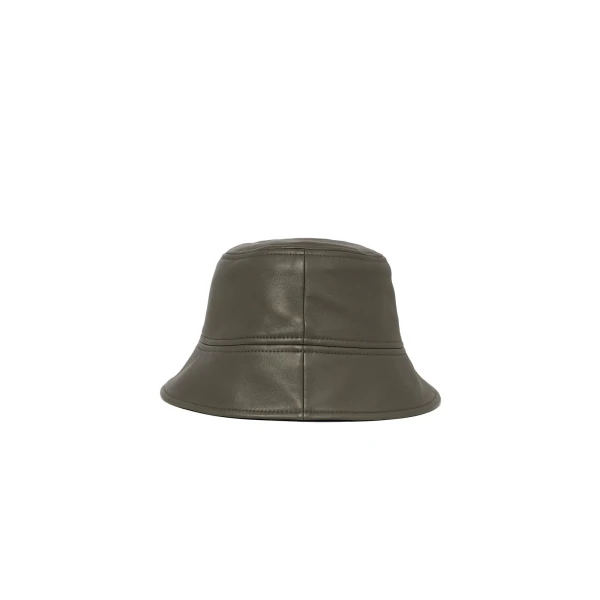 Leather Bucket Hat in Carbon