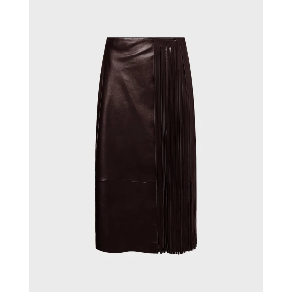 Yves Salomon Leather Fringe Wrap Skirt in Black | Leather Skirts | Luxury Shoes 
