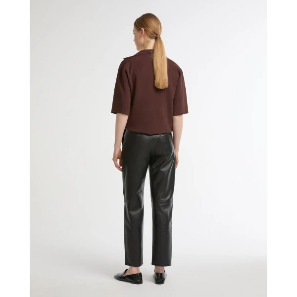 Yves Salomon Leather Tailored Trousers in Black | Tailored pants | Luxury Shoes 