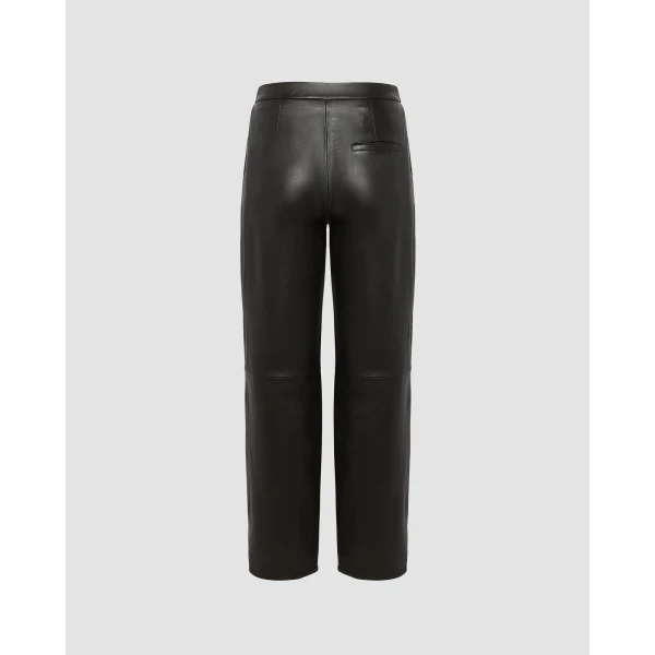 Yves Salomon Leather Tailored Trousers in Black | Tailored pants | Luxury Shoes 
