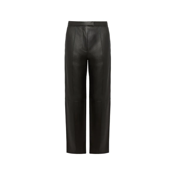 Yves Salomon Leather Tailored Trousers in Black | Women | Luxury Shoes 