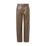 Yves Salomon Leather Tailored Trousers in Green | Women | Luxury Shoes 
