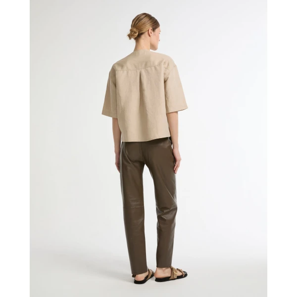 Yves Salomon Leather Tailored Trousers in Green | Tailored pants | Luxury Shoes 