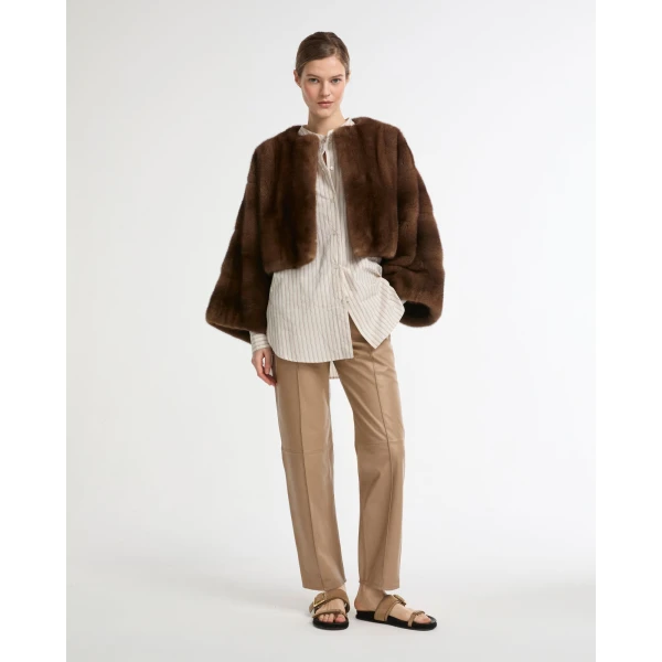 Yves Salomon Leather Tailored Trousers in Grey | Tailored pants | Luxury Shoes 