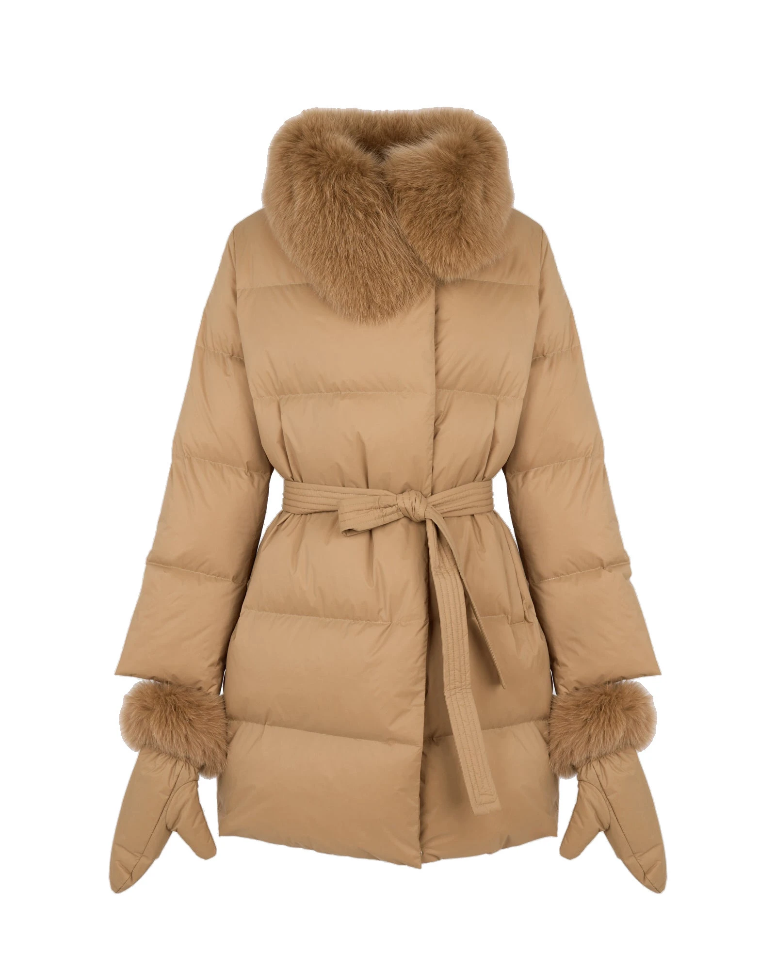 Yves Salomon Long Belted Waterproof Down Jacket with Fox Fur Trim in Camel Yves Salomon Long Belted Waterproof Down Jacket with Fox Fur Trim in Camel | Coats | Luxury Shoes