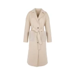 Yves Salomon Long Double-Faced Wool and Cashmere Coat with Mink Pockets in Beige | Wool Coat | Luxury Shoes 