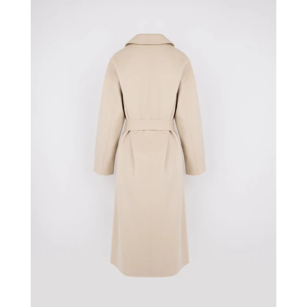 Yves Salomon Long Double-Faced Wool and Cashmere Coat with Mink Pockets in Beige | Wool Coat | Luxury Shoes 