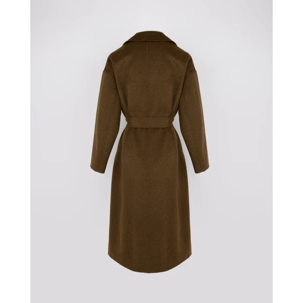 Yves Salomon Long Double-Faced Wool and Cashmere Coat with Mink Pockets in Brown | Wool Coat | Luxury Shoes 