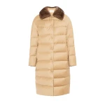 Yves Salomon Long Down Jacket with Detachable Mink Fur Collar in Camel | Coats | Luxury Shoes 