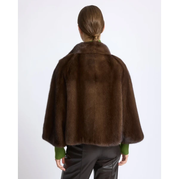 Yves Salomon Long-Haired Mink Fur Jacket in Brown | Mink Jacket | Luxury Shoes 