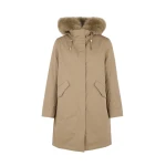 Yves Salomon Long Iconic Parka with Fox and Rabbit Fur in Beige | Women | Luxury Shoes 