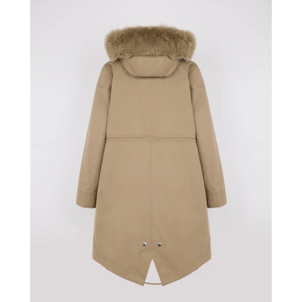 Yves Salomon Long Iconic Parka with Fox and Rabbit Fur in Beige | Coats | Luxury Shoes 
