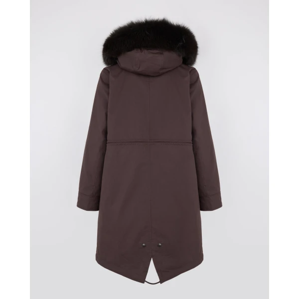 Yves Salomon Long Iconic Parka with Fox and Rabbit Fur in Brown | Coats | Luxury Shoes 